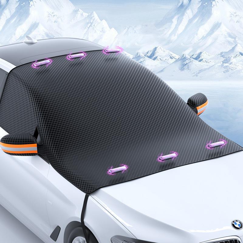 Car Magnetic Snow Shield Thickeneded Aluminum Film Sunshade Car Front Sun Shield Enlarged Moisture-Proof Oxford Cloth Snow-Proof