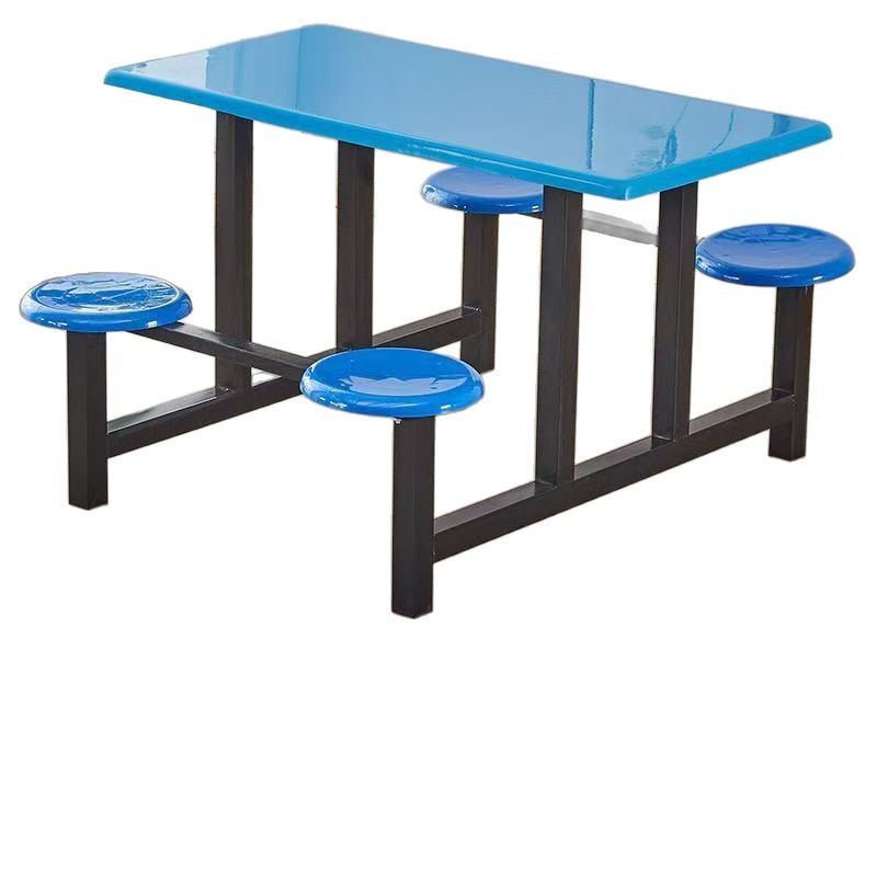School Cafeteria Dining Table and Chair Set for 4, 6, 8 People, Student and Staff Stainless Steel Integrated Dining Hall Table and Chair Set