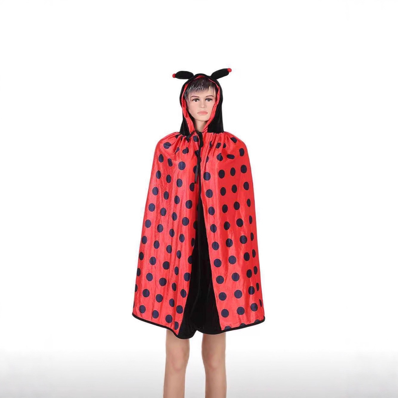Кросс-бодерский Хэллоуинский косплей маскарадный плащ с изображением божьей коровки и капюшоном