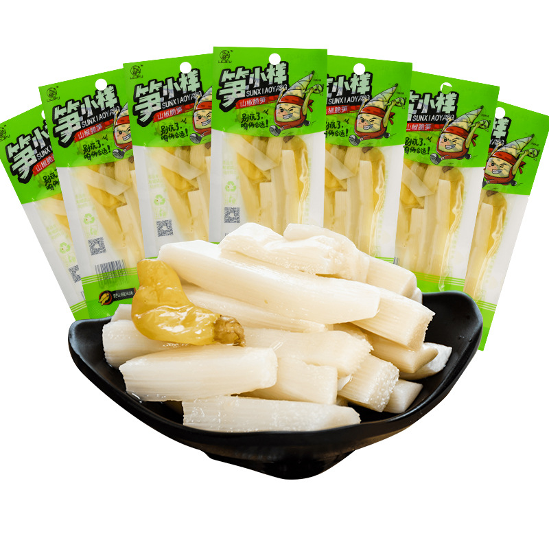 Bamboo shoots small sample pickled pepper crisp bamboo shoots small package internet celebrity casual snacks open bags instant fresh mountain pepper bamboo shoots snack wholesale