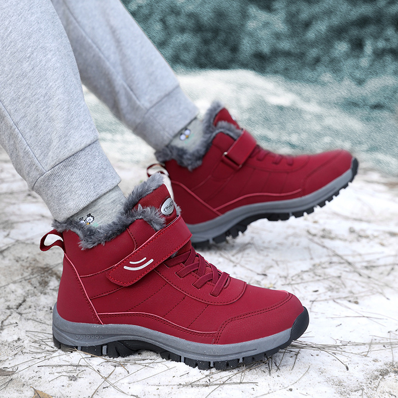 New old men's shoes autumn and winter high-top fleece-lined thick cotton shoes sports non-slip walking shoes mother snow boots couple