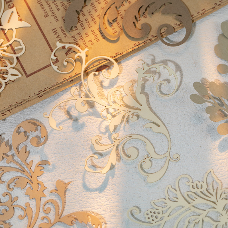 Language Leisure Hollow-out Material Bag Dream Building Prosperity Series Light Retro Art All-match Hand Account Pain Bag Diy Decoration Collage