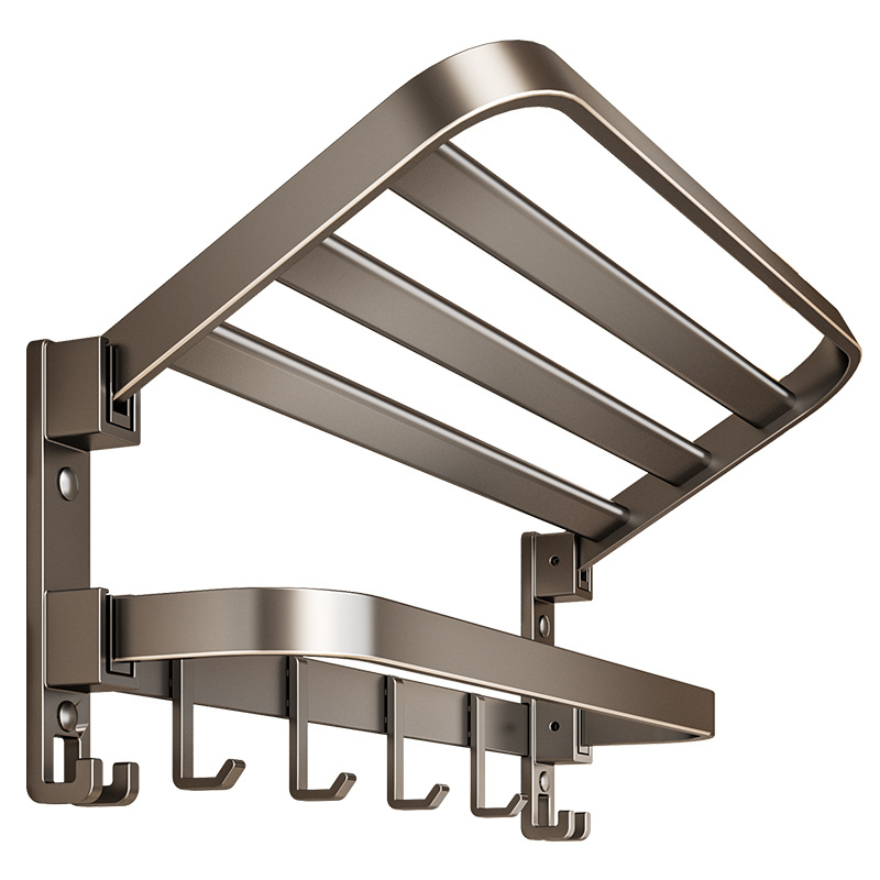 Gun Grey Towel Rack Punch-free Toilet Restroom Bathroom Storage Rack Toilet Folding Towel Rack Integrated Rack