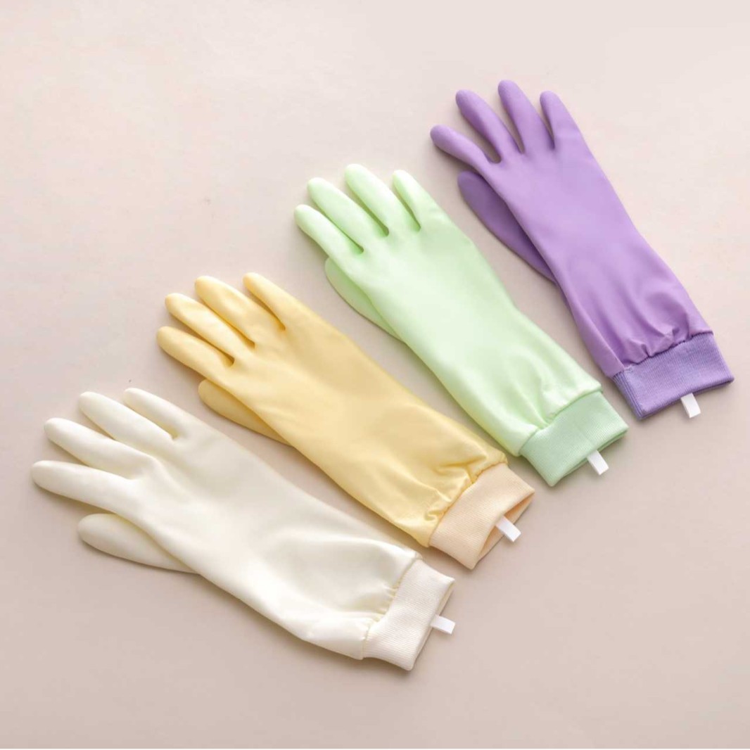 Долговечные перчатки для мытья посуды, короткие, с утолщенным бархатом, водонепроницаемые, резиновые перчатки для уборки