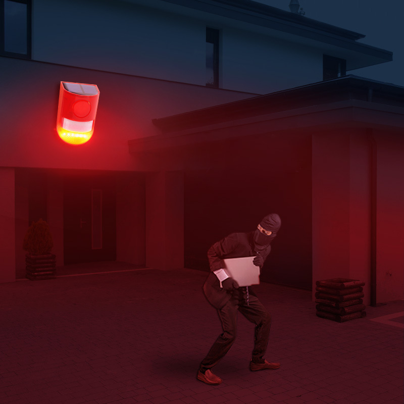 Solar Siren Anti-Theft Alarm Light Outdoor Waterproof Human Body Sensor Remote Outdoor Farm Orchard