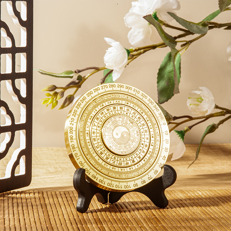 Yiwu Factory Brass Compass Fingertip Gyro Bagua Plate Brass Metal Crafts Ornaments Rotatable Copper Compass