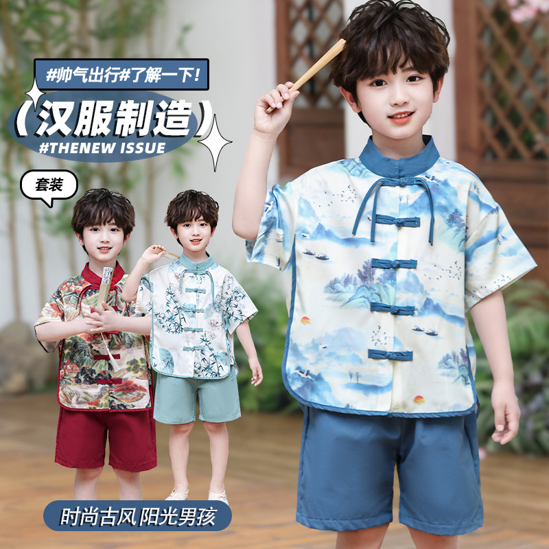 Children's Thin New Holiday Performance Costumes for Boys and Girls, Tang Suits, Han Dynasty, Chinese Style Ancient Costumes, Ethnic Costumes