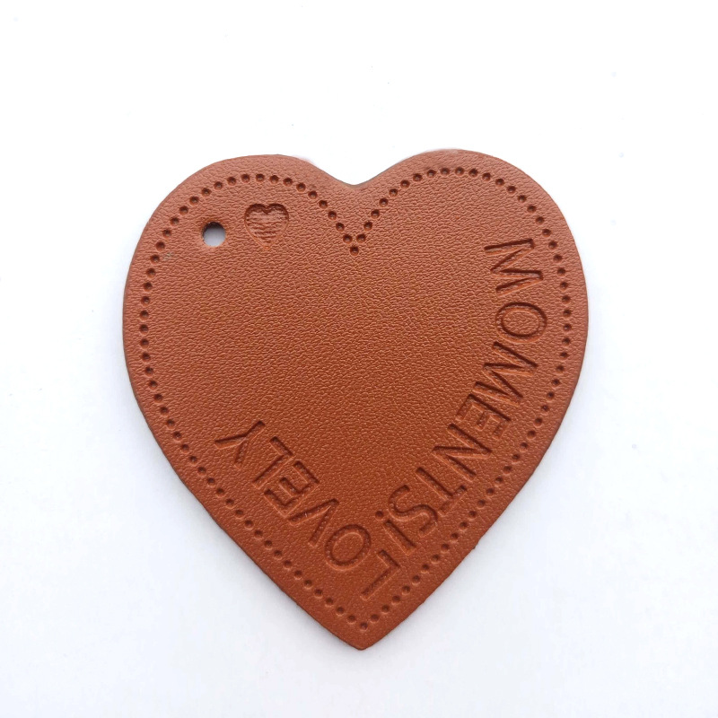 Large Quantity Special Price Pu Leather Peach Heart Heart Heart-Shaped Tag Bag Keychain Pendant DIY Jewelry Oil Edge Plus