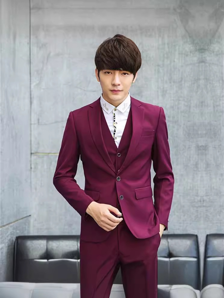 Men's Color Small Suit New Business Men's Suit Single West Slim Fit Men's White Collar Suit Men's Small Suit Men's Suit