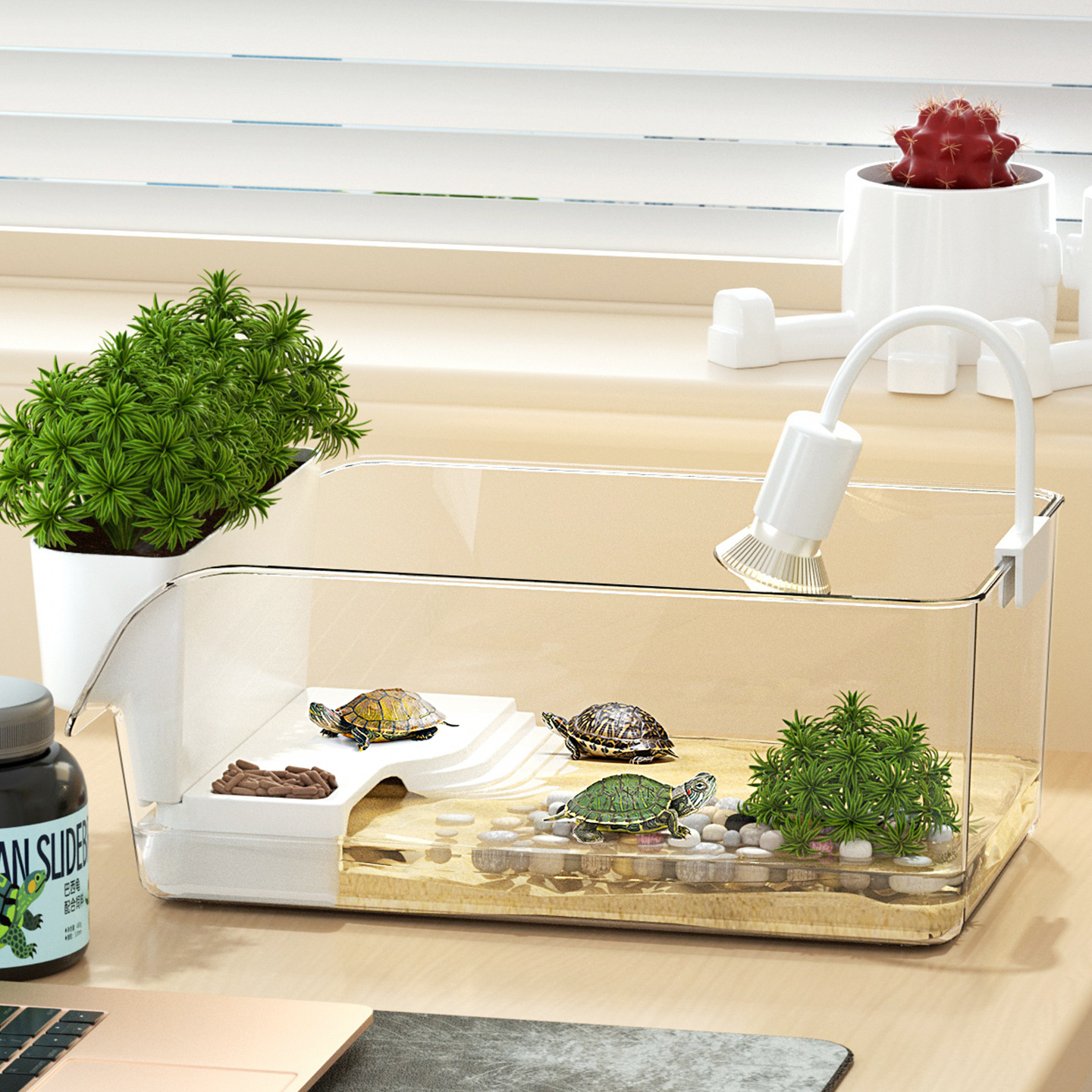 Turtle Basking Platform for Brazilian Turtles, Grass Turtles, Terrarium Climbing Platform, Small Turtle Shelter House, Villa Climbing Turtle Tank Special