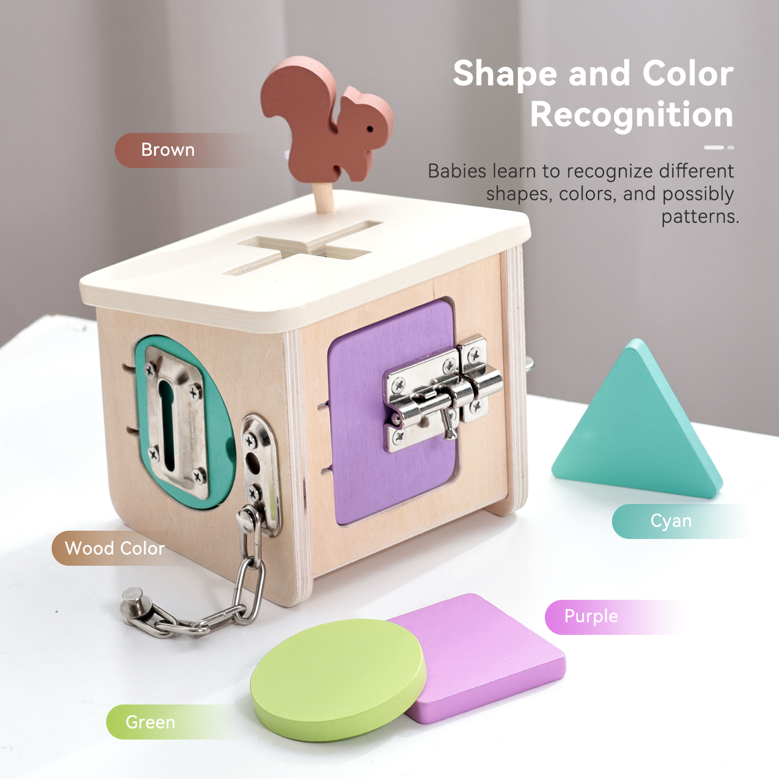 Montessori Wooden Permanent Box Coin Box Tissue Box Shape Sorter Toddler Learning Toy Set Column Set