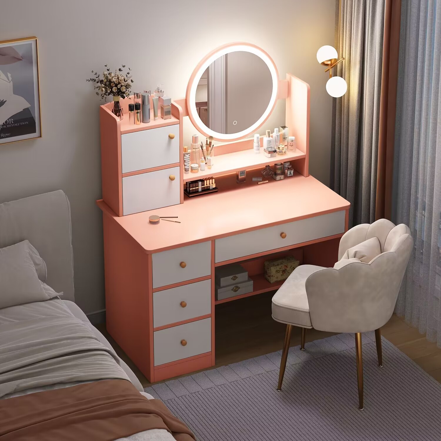 Туалетный столик для маленькой спальни, простой современный, интегрированный мини-стол для макияжа для малой квартиры