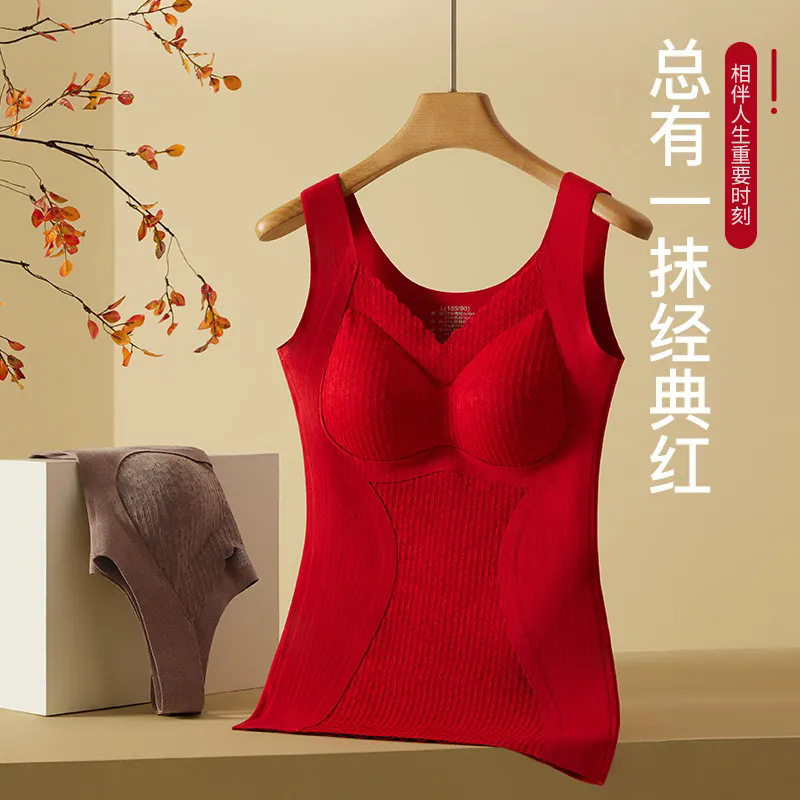 Красный термоподклад для женщин в год змеи, с флисовой подкладкой и утолщением, зимнее нижнее белье для свадеб