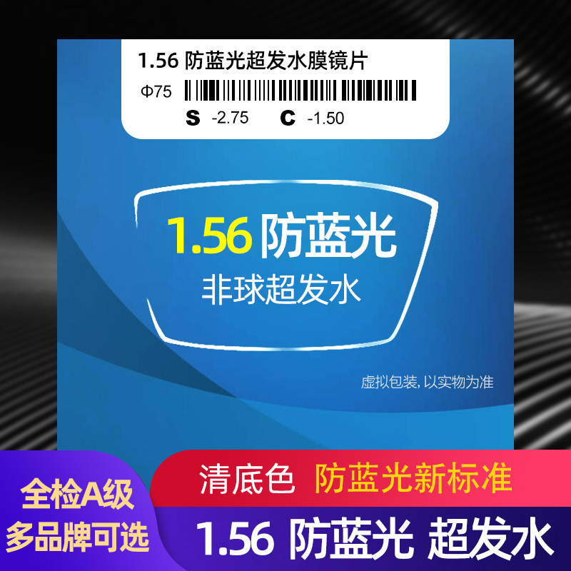 1.56 асферическая анти-синий свет радиационная линза супер водяная пленка миопия пресбиопия высокая рассеянная гиперопия очковые линзы оптом