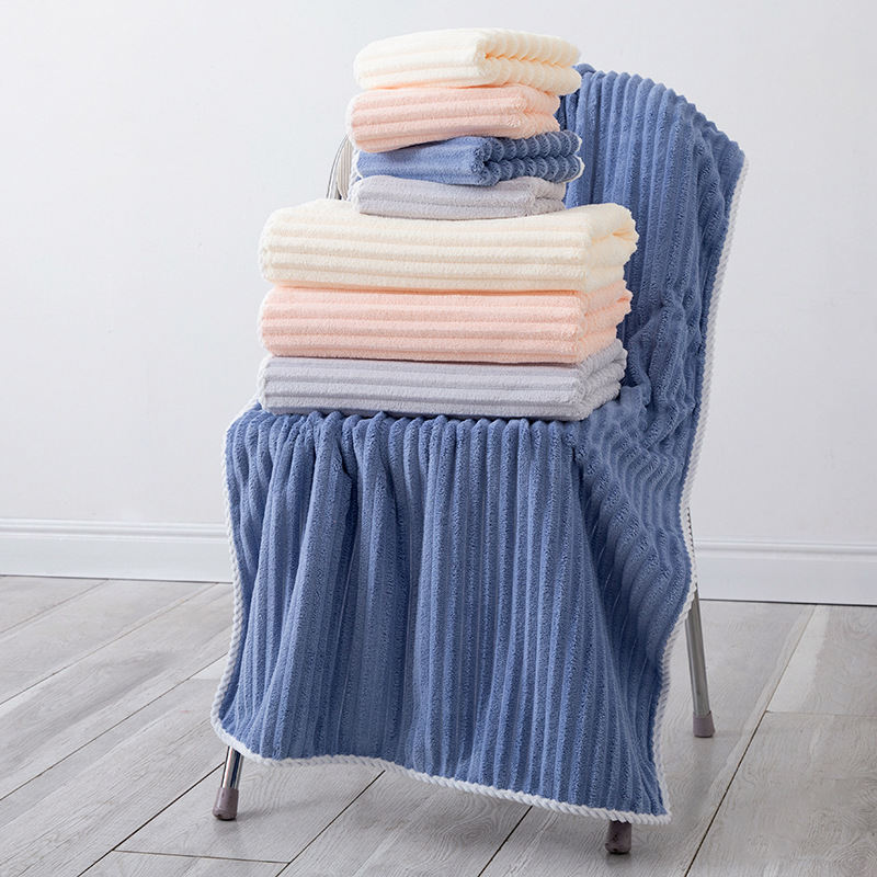 Coral fleece bath towel three-piece gift box wedding group purchase business company gift towel hand gift suit