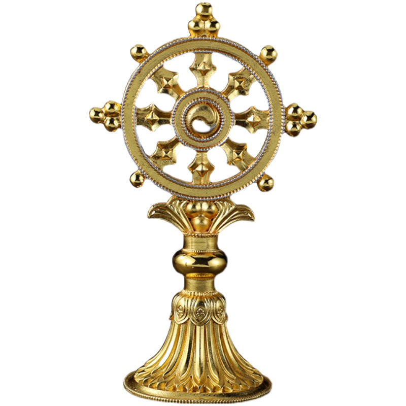 High-grade Falun Xizang Tantra Supplies Alloy Color Painting Transfer Method Golden Wheel King Seven Government Treasures Home Buddha Front Decoration Supplies