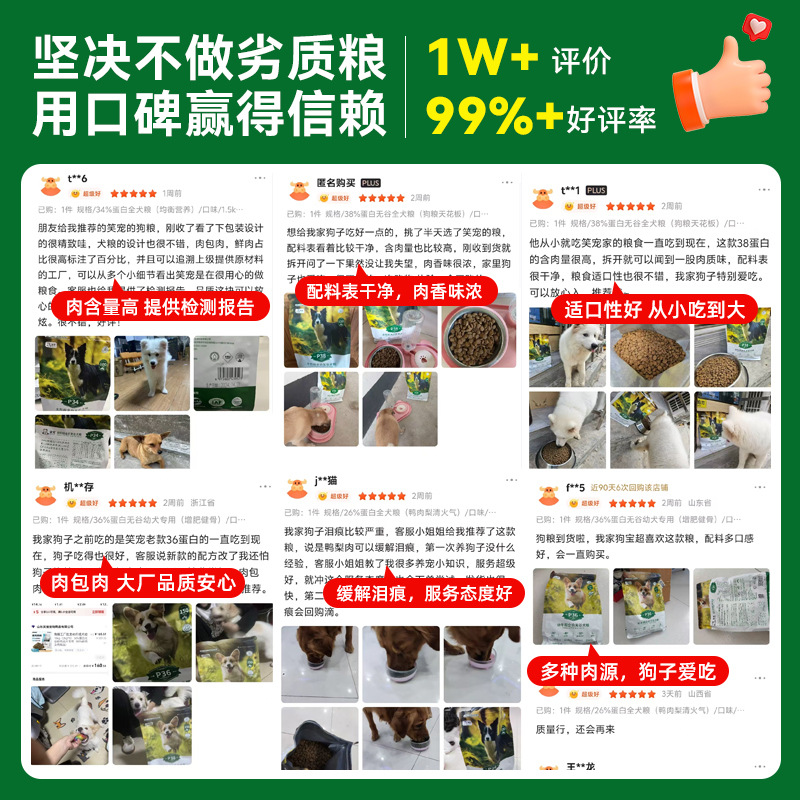 Worry-Free Trial Dog Food for Large and Small Size Dogss, 6 Kinds of Protein Full-Price Fresh Meat Dog Food for Kennels, Wholesale 1.5Kg10Kg