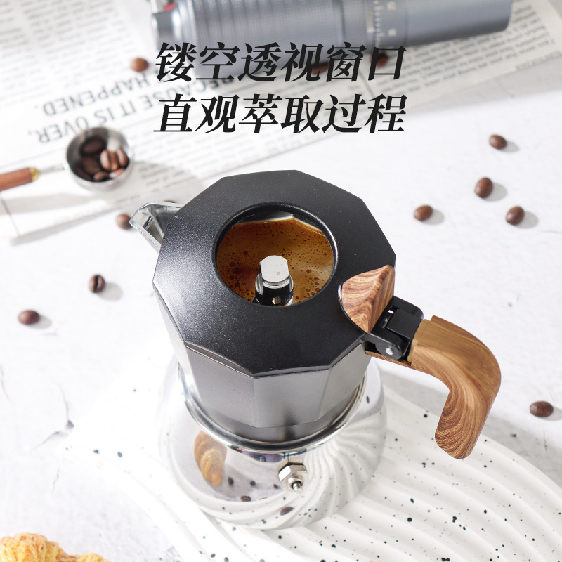 Magnetic Double-Valve Moka Pot Stainless Steel Italian-Style Induction Cooker Coffee Pot Outdoor Camping Coffee Maker Coffee Utensils