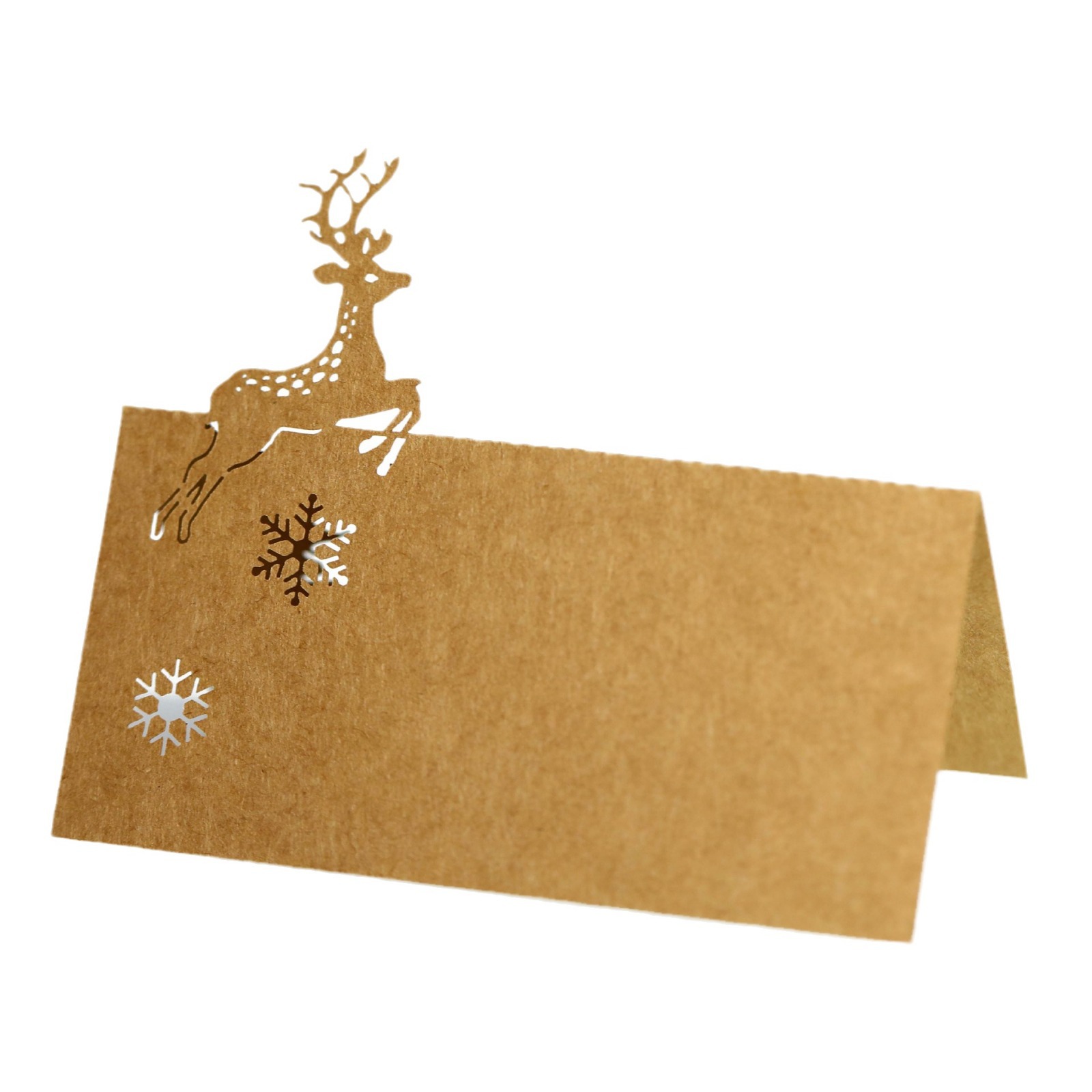 Amazon laser hollow-out beautiful deer Christmas white snowflake seat card holiday name table position card in stock
