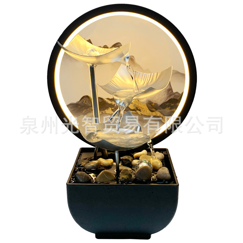 Cross-Border Manufacturers Nordic Light Luxury Home Accessories Wrought Iron Flowing Water Ornaments Humidifier Desktop Ornaments Office Wholesale