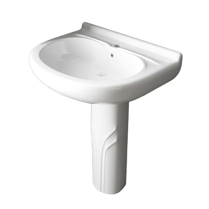 Floor-Standing Washbasin for Small Bathroom, Integrated Balcony Washbasin, Pedestal Basin, Ceramic Household Use