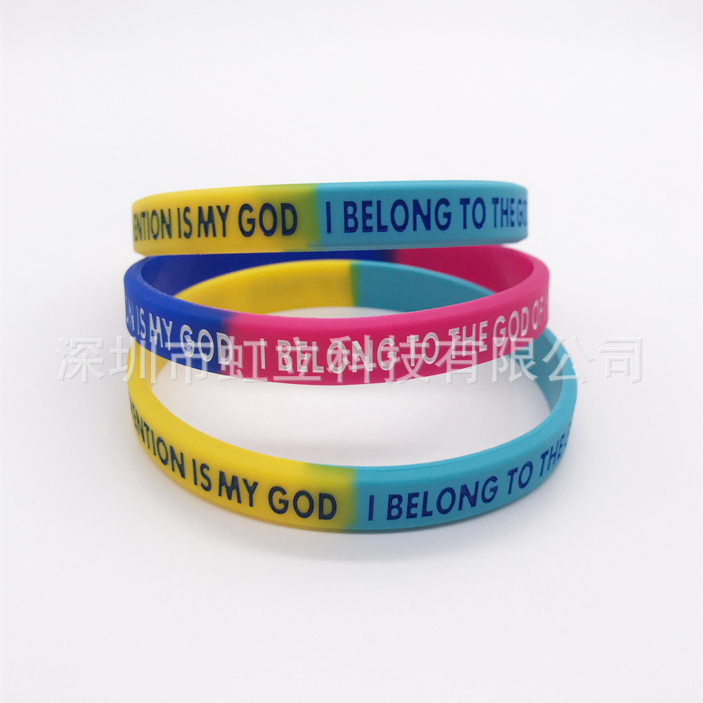 Silicone Bracelet Custom Printed Concave and Convex Lettering Rubber Bracelet Custom Personalized Luminous Sports Cross-Border Theme Wristband
