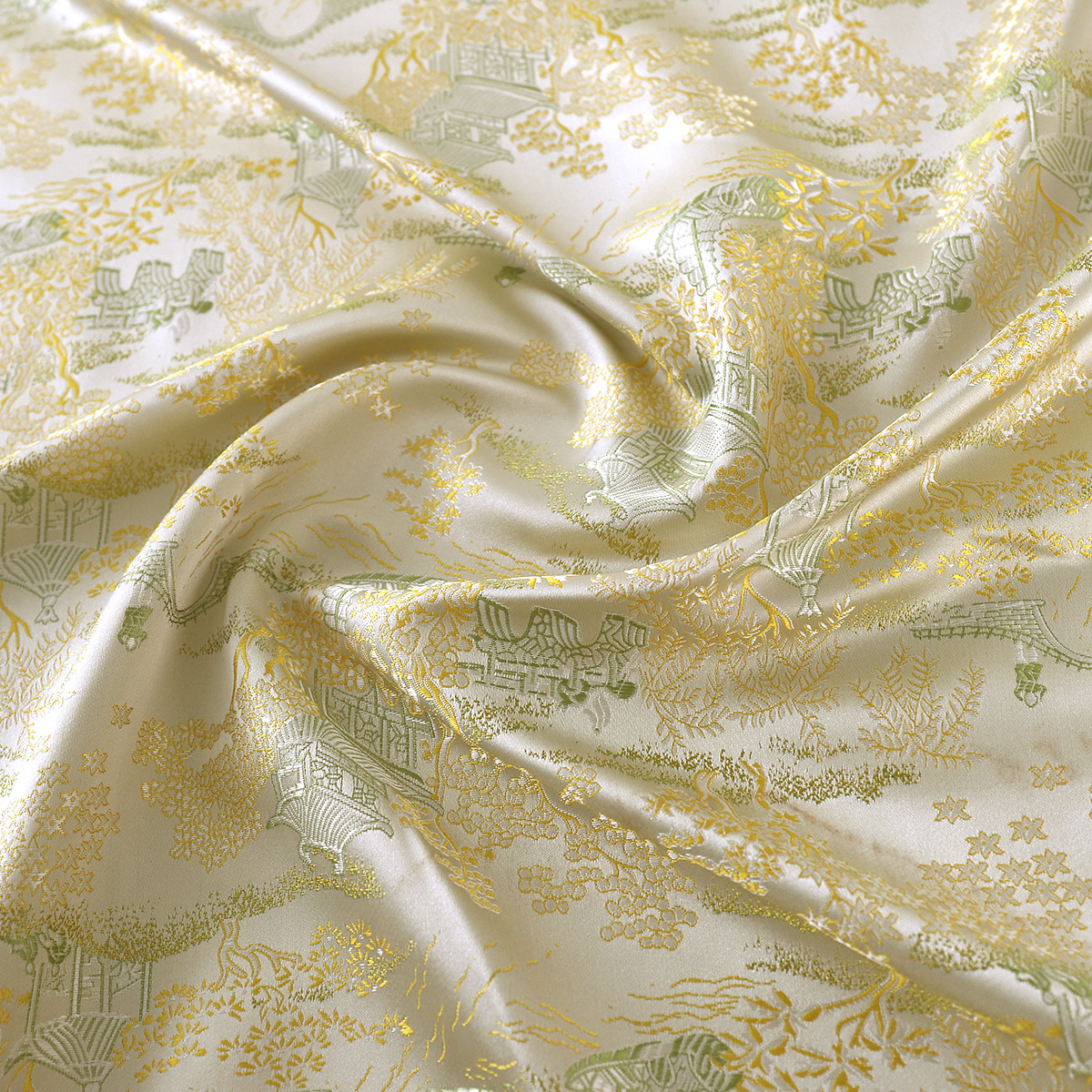 "FS021 Bridge Landscape" Chinese Imitation Song Brocade Vest Jacket Fabric High-precision Jacquard Brocade Clothing Cloth