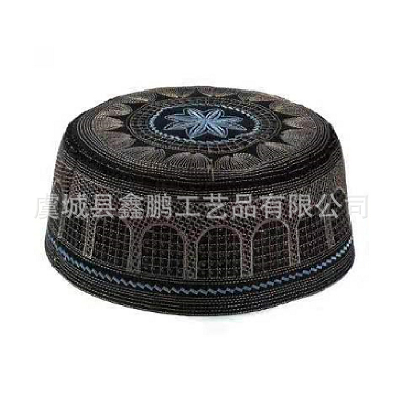 Cross-Border Supply Embroidered Hui Hat Computer Embroidered Hat White Number Hat Men's Ethnic Hat Wholesale