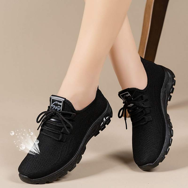 Кроссовки для женщин весна 2025, мягкая подошва, нескользящая, повседневная, черные рабочие обувь, обувь старого Пекина
