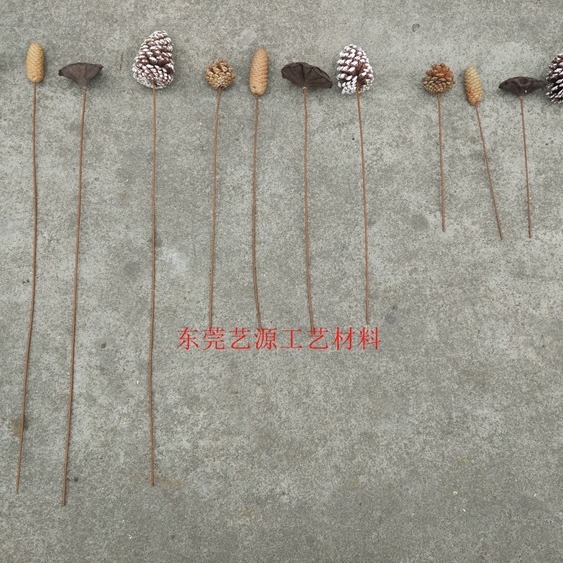 Wholesale Paper-Wrapped Flower Stems, Lotus Stems, Pine Cone Stems, Coffee-Colored Wire Stems, Artificial Flowers, Everlasting Dried Flower Stems