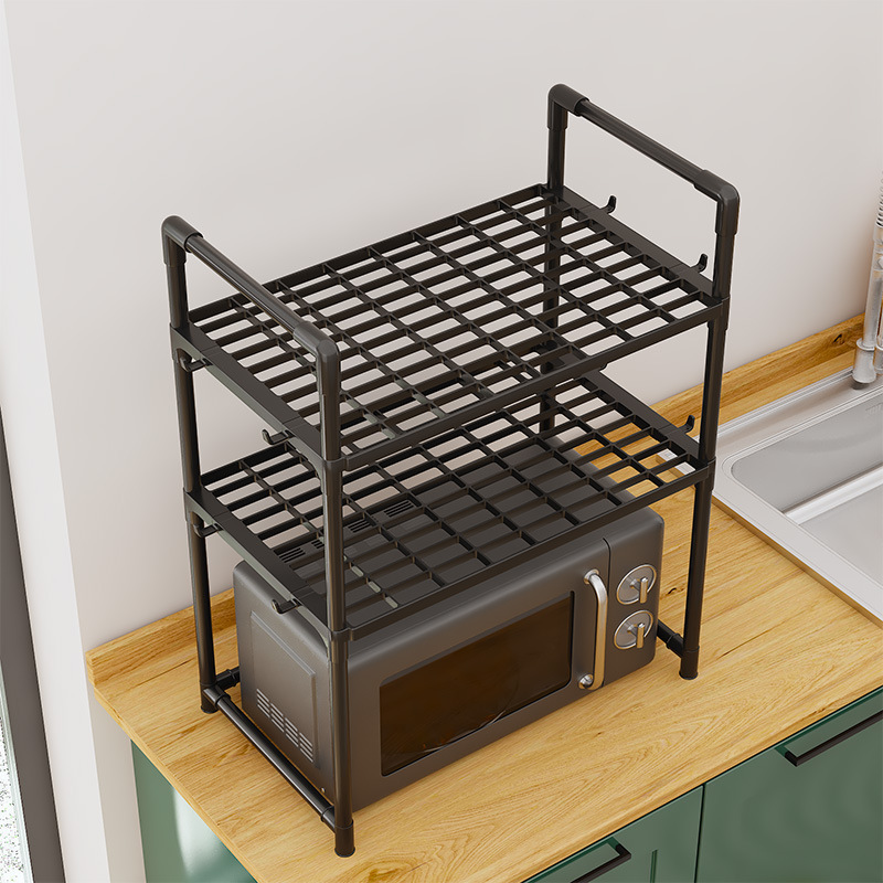 Temu Cross-Border Dropshipping Microwave Rack Kitchen Storage Rack Armrest Hook Seasoning Organizer Kitchen Organizer
