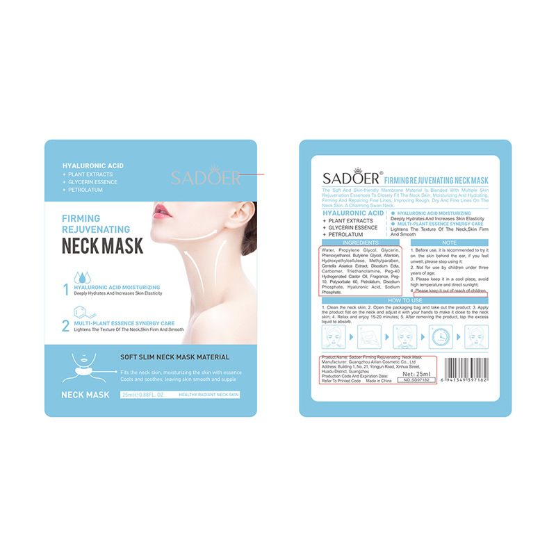 Full English Sadoer Firming and Rejuvenating Neck Mask Neck Facial Mask Lightening Neck Lines Patch Cross-Border Wholesale