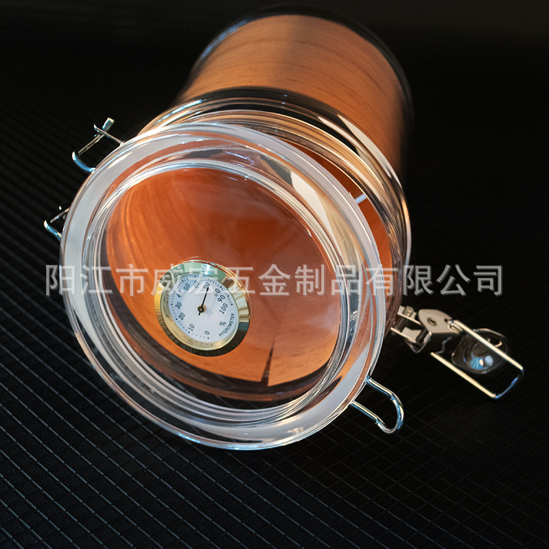 Acrylic Moisturizing Tank with Wood Chip Moisturizing Strip Sealed Tank Special Tobacco Tank with Hygrometer Cigar Storage Tank