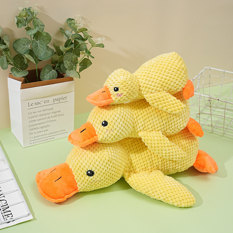 Dog Toy Plush Sleeping Yellow Duck Bite-resistant Molar Voice-relief Artifact Cat Pet Toy Charge Duck