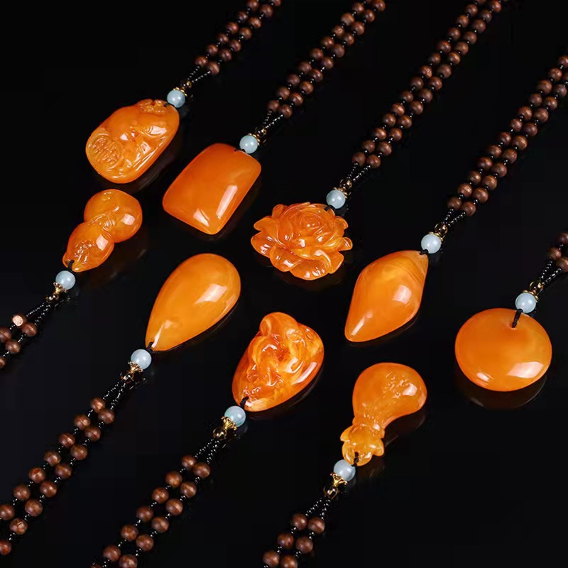 Beeswax pendant sweater chain necklace wholesale resin high sense National Wind live welfare will sell jewelry women