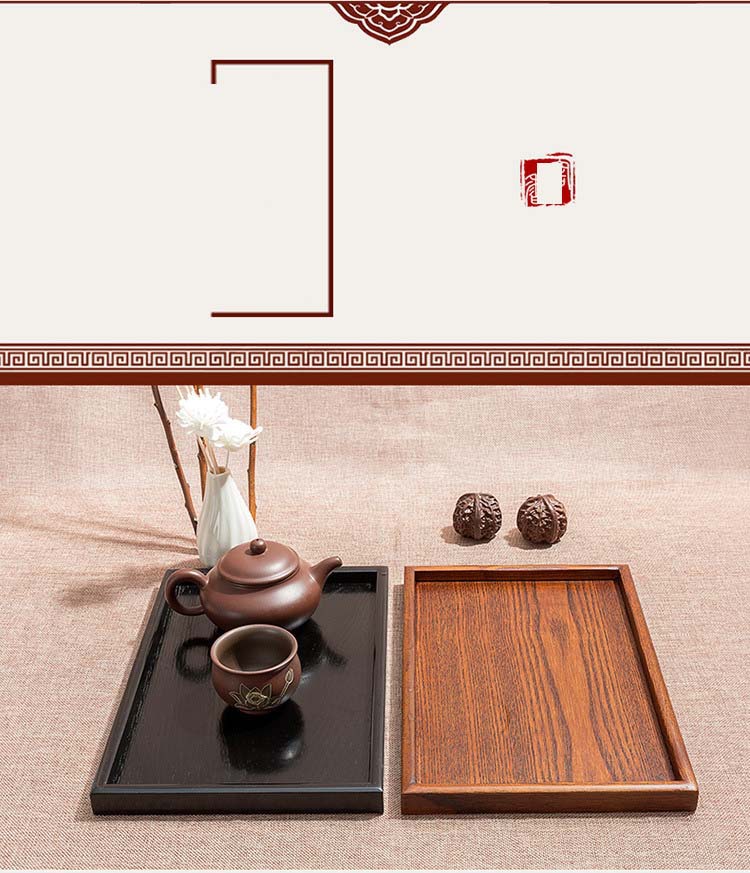 Practical Wooden Tray Tea Tray Simple Black Tea Color Dinner Plate Wine Tray Bread Fruit Size