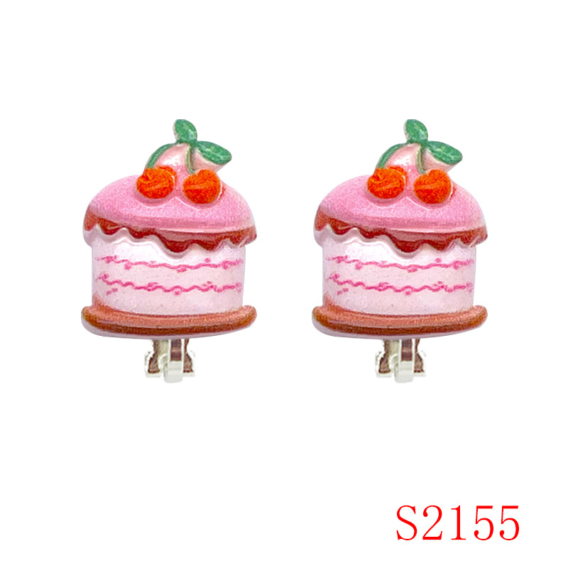 [Can] Cross-Border New Kidsren's Pierced Ear Clips Valentine's Day Heart Earrings Cute Unicorn Ear Clips