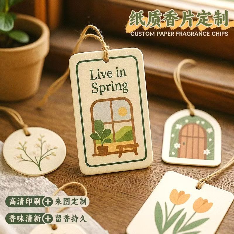 Manufacturer Customized Car Fragrance Tablets, Perfume Interior Supplies, Odor Removal Car Aromatherapy Fragrance Cardboard Pendants, Fragrance Ornaments