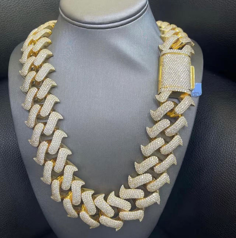 Platinum Full Diamond Necklace Pt950 Cuban Necklace Artificially Cultivated Diamond Necklace European and American Hip-Hop Men's Necklace Customization