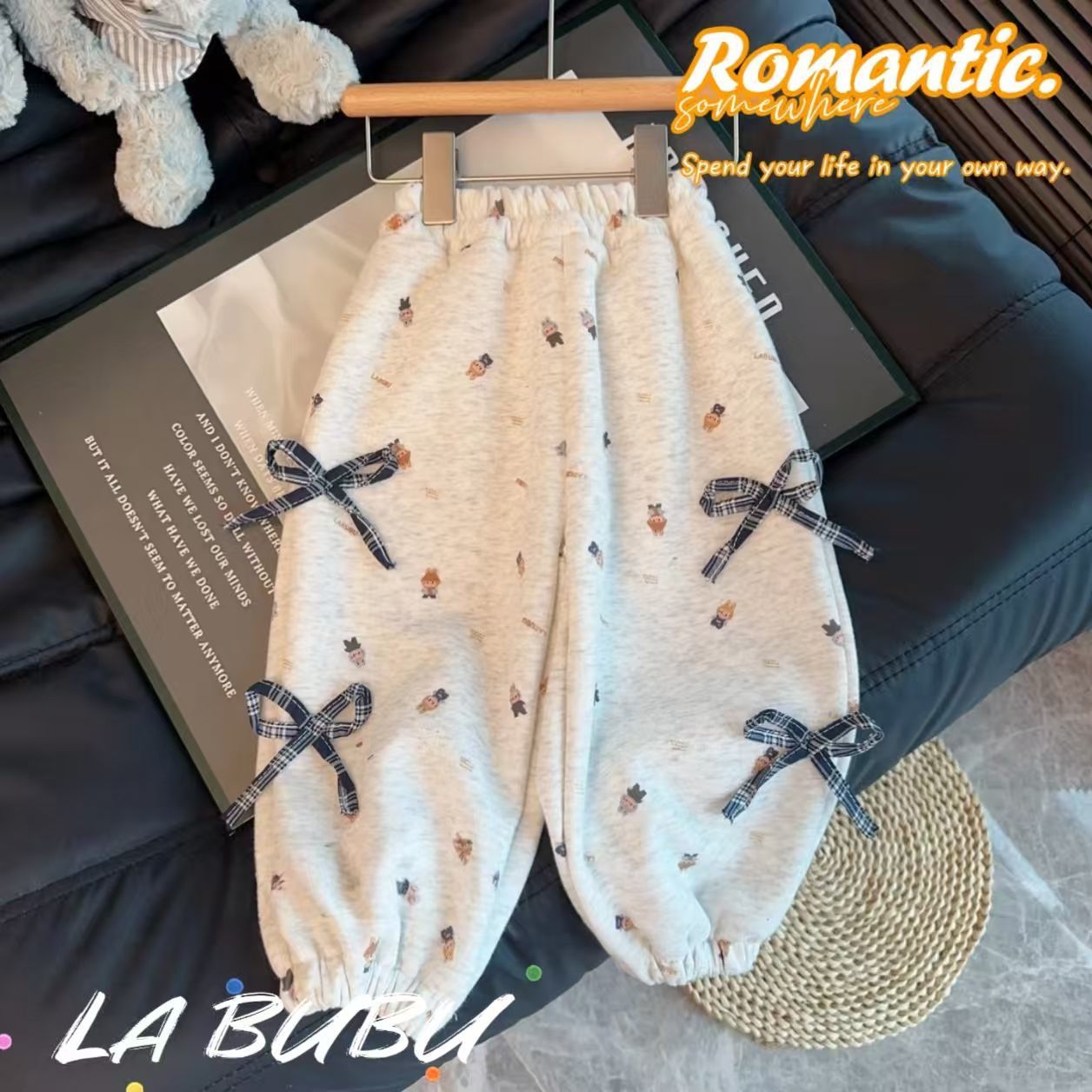 2025 New Labubu Sweater Suit Spring and Autumn Girls Parent-Kids Wear Three-Dimensional Doll Sports Hooded Two-Piece Set