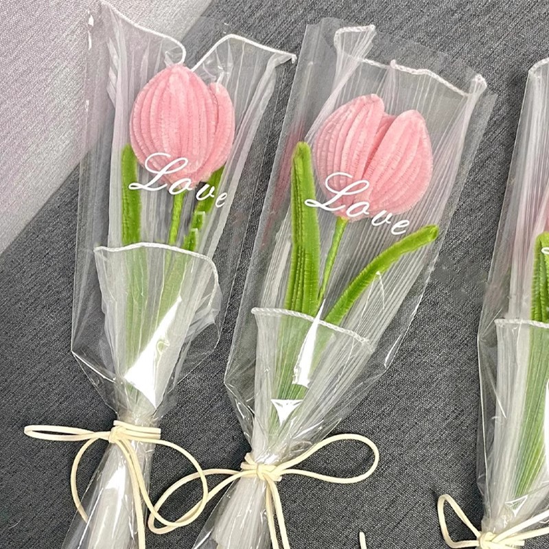 Creative tulip twist stick bouquet handmade diy material bag for employees and elders graduation season gifts gift flowers