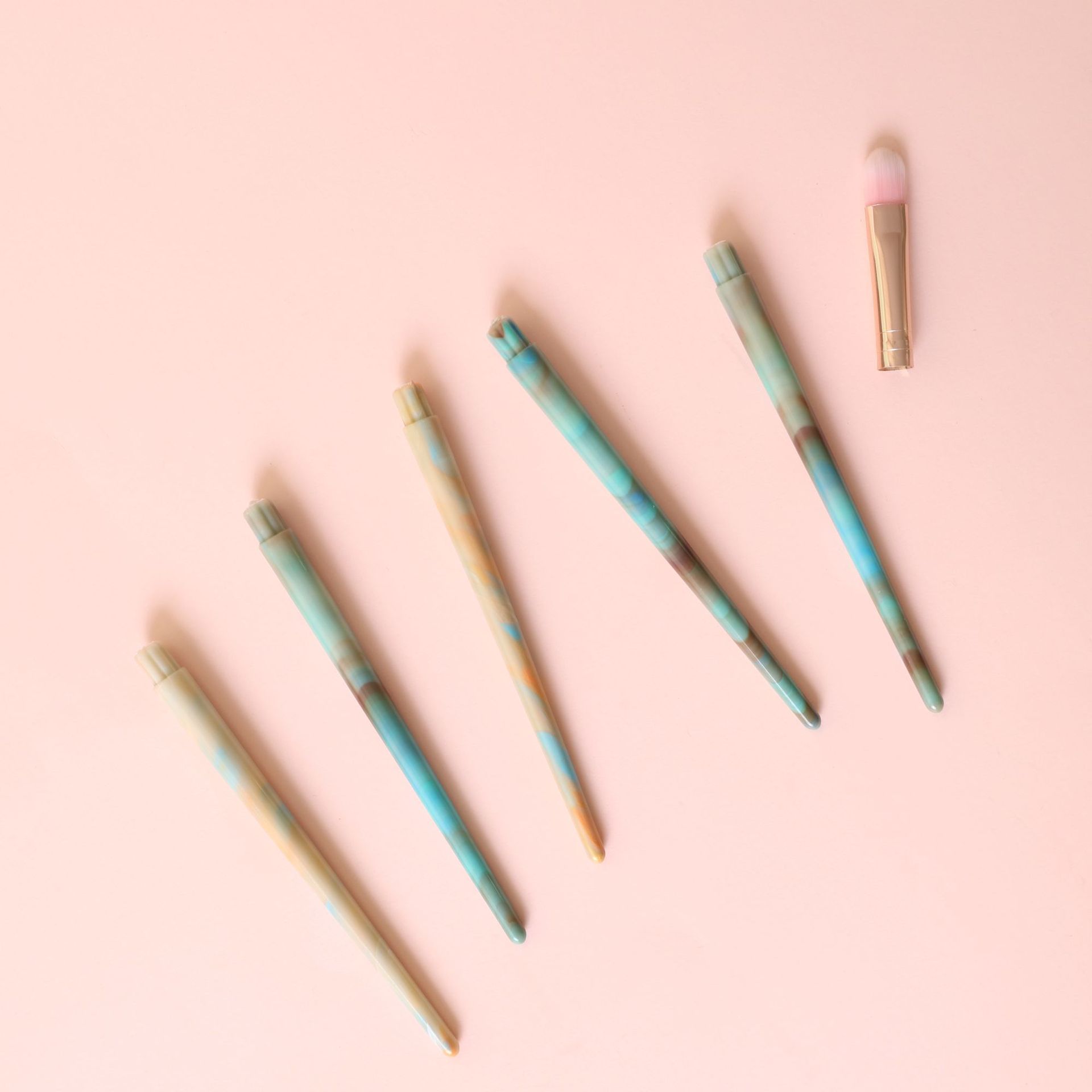 New Semi-Finished Three-Color Tie-Dye Makeup Brush Plastic Handle Ps Material Beauty Tool Accessories Factory Direct Sale