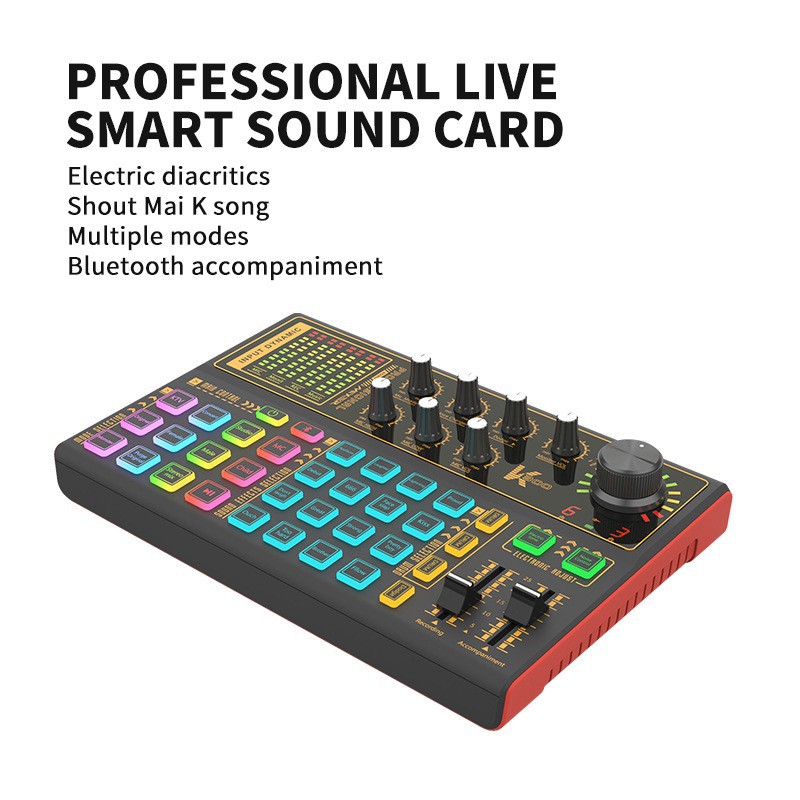 New Sk300 Multi-Function External Live Broadcast Sound Card Douyin Kuaishou Anchor Game Karaoke Chinese and English Version Cross-Border Export