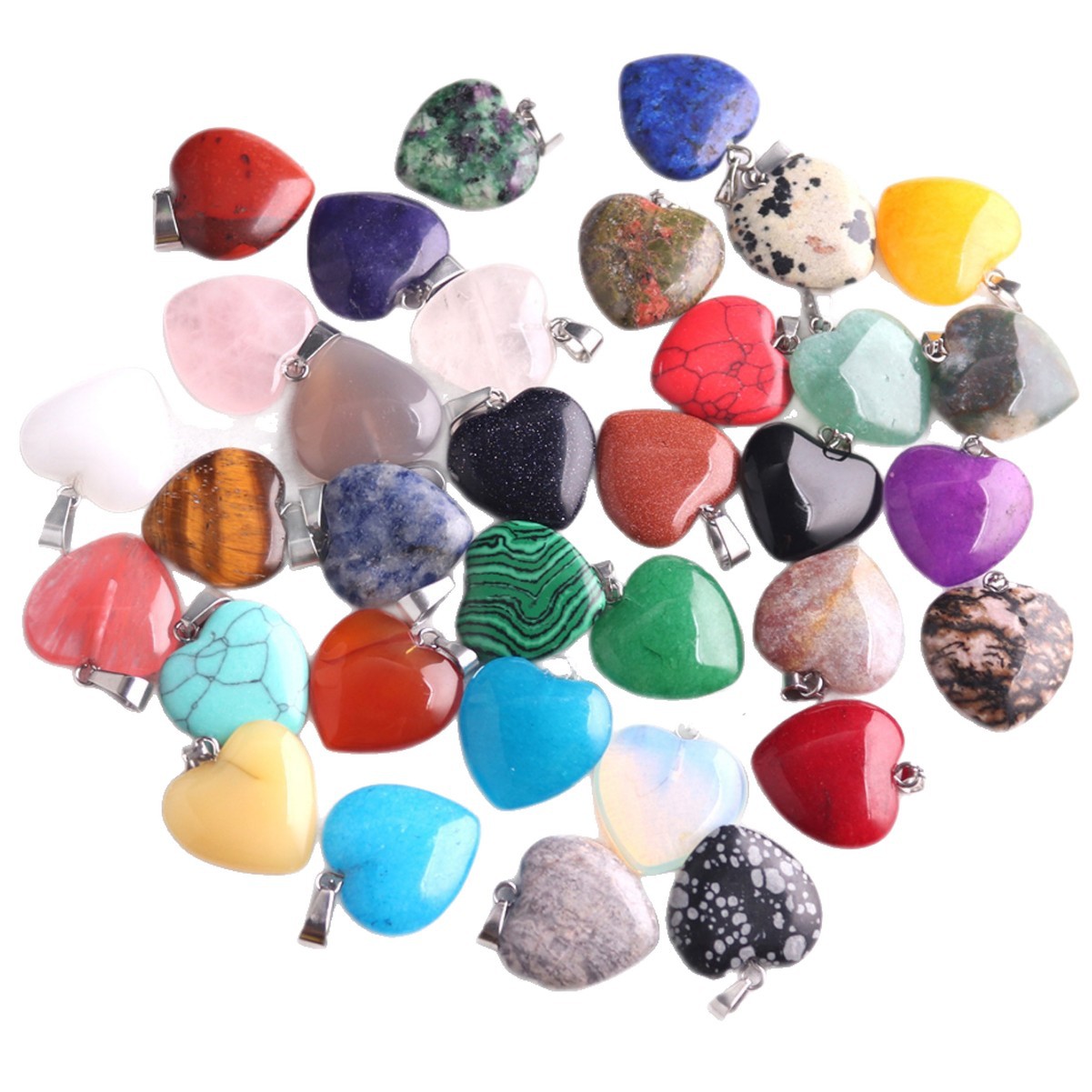 Tiktok cross-border Amazon 20mm crystal agate natural stone peach heart jewelry accessories heart necklace pendant