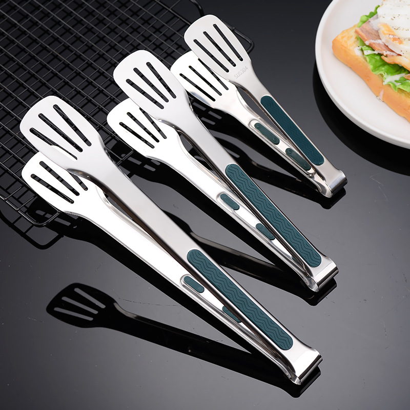 Stainless Steel Food Tongs 304 Thickened Anti-Scald Steak Barbecue Baking Special Bread Food Kitchen Household Tools