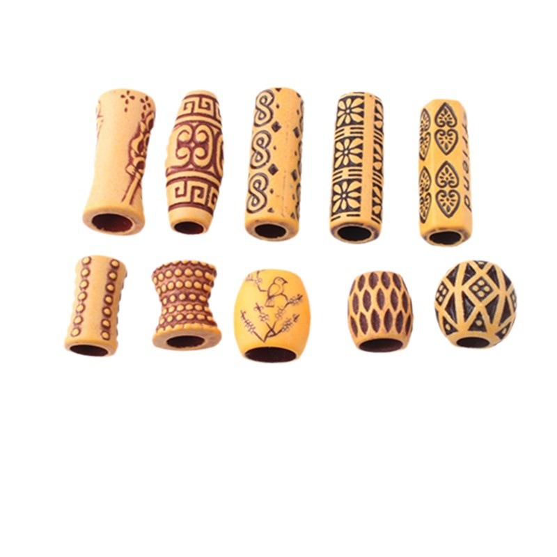 Lei Ghost Dreadlocks Jewelry Beads African Dreadlocks Decorative Large Hole Imitation Wood Plastic Beads Large Hole Beads DIY Jewelry Beads