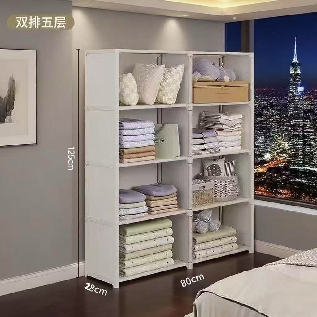 Multi-layer Dustproof Simple Wardrobe Balcony Household Folding Storage Cabinet Multifunctional Storage Rack Doorway Floor Bookcase