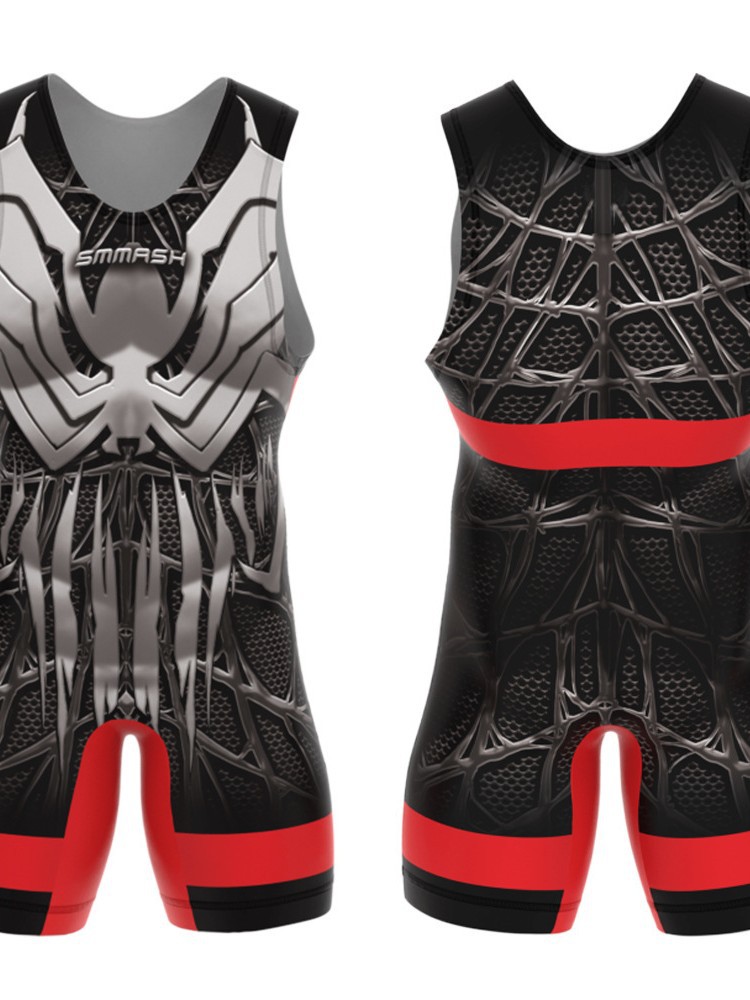 Sublimation Full-Body Printed Men's One-Piece Wrestling Suit Competition Weightlifting Suit Men's and Women's Freestyle Wrestling One-Piece Vest