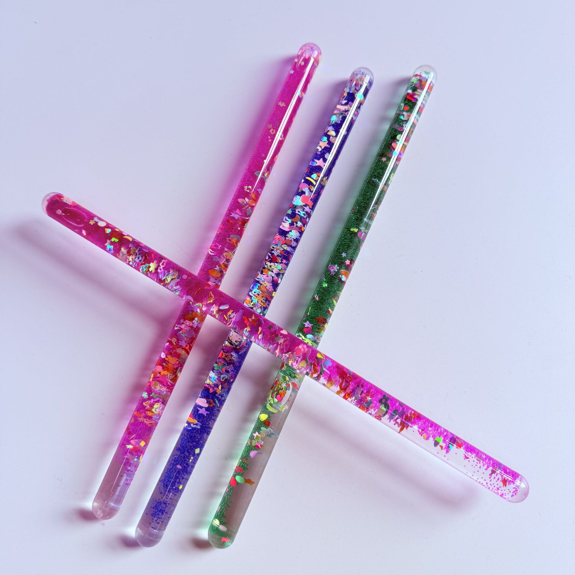 Cross-border liquid flash stick decompression rotating stick oil quicksand stick timer desk sensory decompression toy