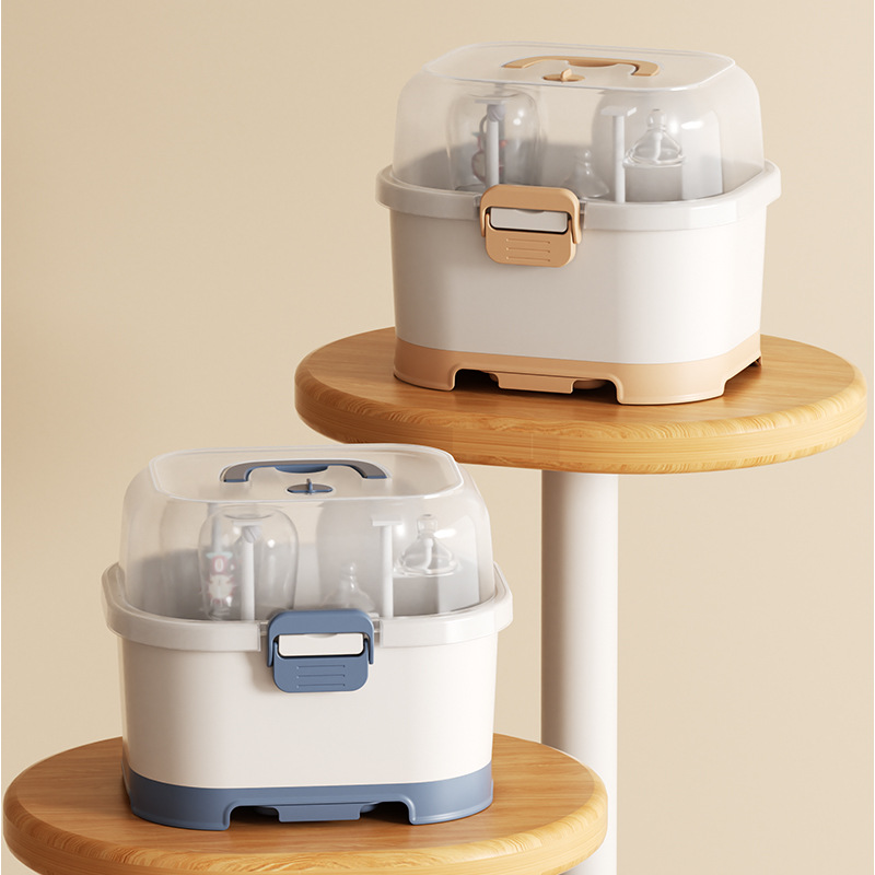 Контейнер для хранения бутылочек для детей, портативный, для хранения столовых принадлежностей и прикорма, с сушилкой и крышкой